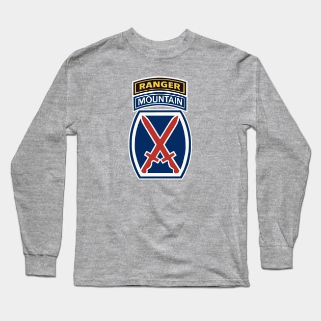 10th Mountain Division Ranger Tab Long Sleeve T-Shirt by Trent Tides